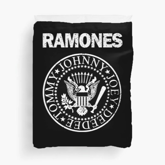 Discover RAMONES Presidential Seal Distressed Logo GRAY/white Duvet Covers New S-5XL