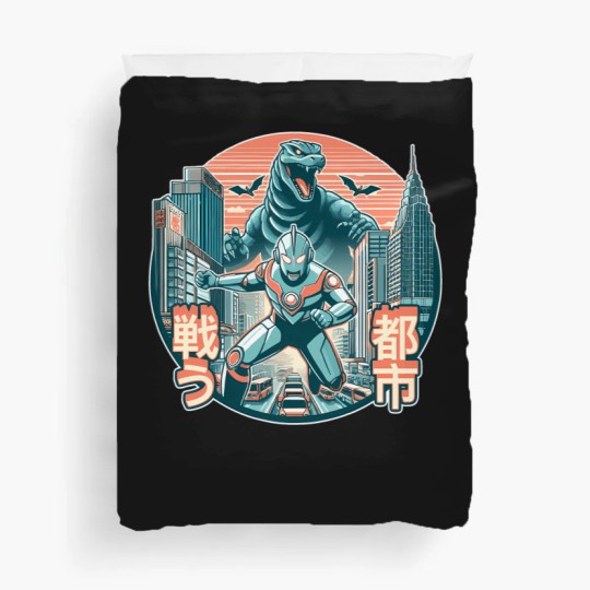 Discover Ultraman Vs Godzillá - Warzone 6 Duvet Covers Duvet Covers