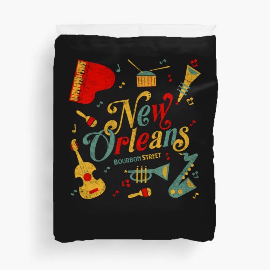 Discover New Orleans Louisiana Music Lovers Duvet Covers Bourbon Street Duvet Covers