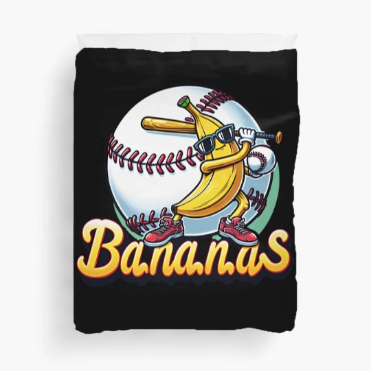 Discover Let's Go Bananas Baseball Duvet Covers, Sports Team Mascot Duvet Covers