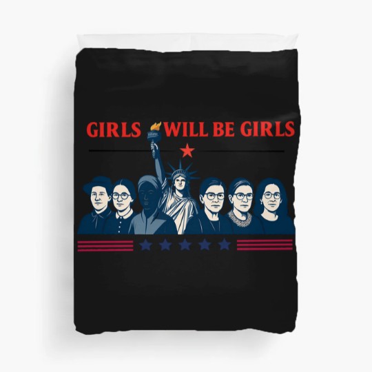 Discover Girls Will be Girls Comfort Colors Duvet Covers, Patriotic Feminist 4th of July Duvet Covers