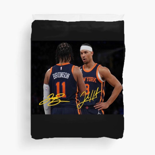 Discover Jalen Brunson and Josh Hart With Signature Vintage Duvet Covers, New York Basketball Retro 90s Duvet Covers