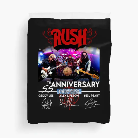Discover 55 Years RUSH Band 1968-2023 Signatures Duvet Covers