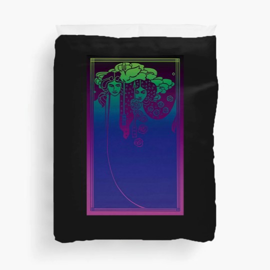 Discover Art Nouveau Ladies (blue on purple) - Art Nouveau - Duvet Covers