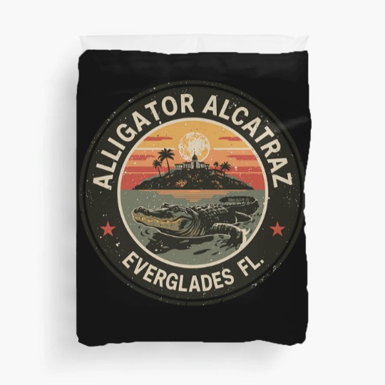 Discover Alligator Alcatraz Duvet Covers, Everglades Florida Parody Duvet Covers, Funny Vintage