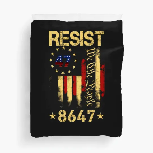 Discover Anti Trump 8647 86 47 US Flag We The People Impeach 47 Unisex Duvet Covers