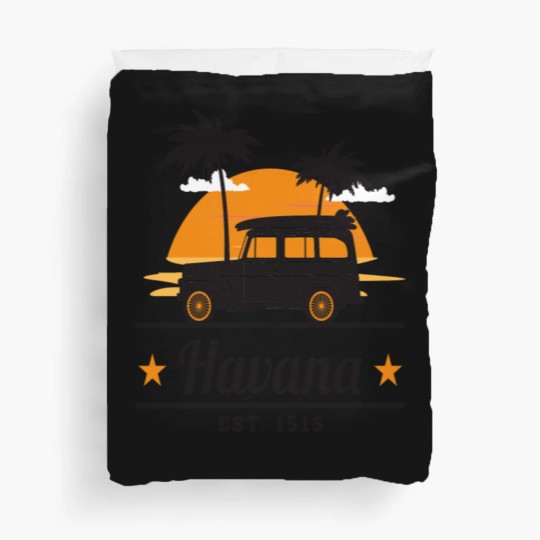Discover Cuba Surfboards Car Havana Cuban Cubano Duvet Covers