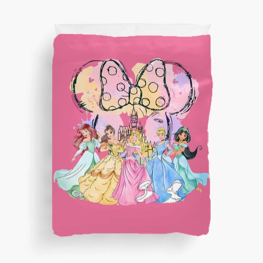 Discover Vintage Disneyyy Princess Squad Duvet Covers, Watercolor Castle Duvet Covers