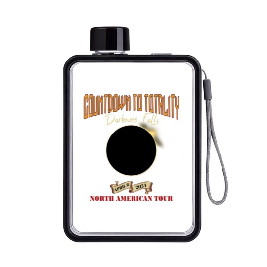 Discover Total Solar Eclipse Flat Water Bottles April 8th 2024, Rock Concert Tour Flat Water Bottles with Path of Totality Cities