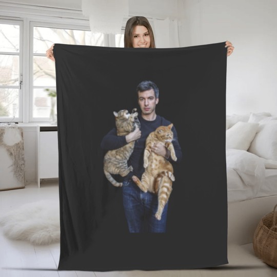 Discover Nathan Fielder and His Cats Classic Fleece Blankets
