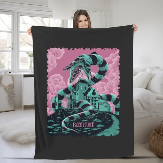 Discover Beetlejuice Sandworm Poster Fleece Blankets, 80s Movie Poster Fleece Blankets