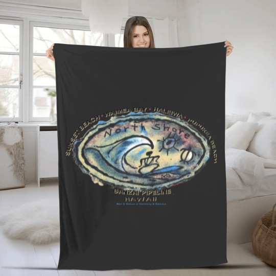 Discover Vintage Sunset Beach Banzai Pipeline, Hawaii Fleece Blankets