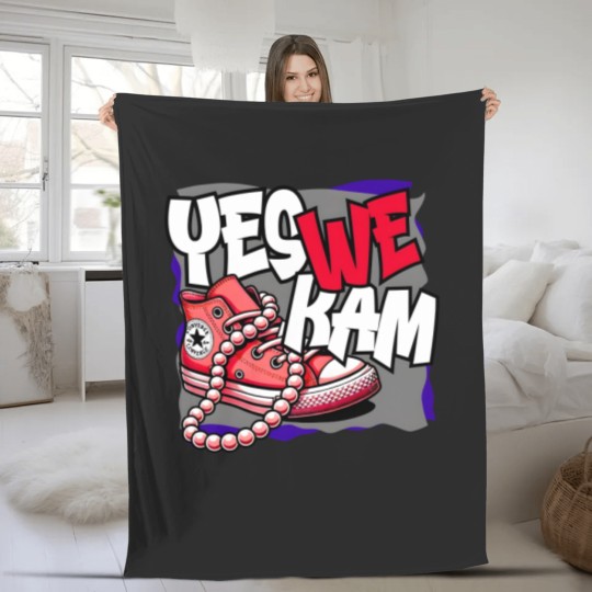 Discover Kamala Harris , Yes We Kam, red white and blue, Fleece Blankets