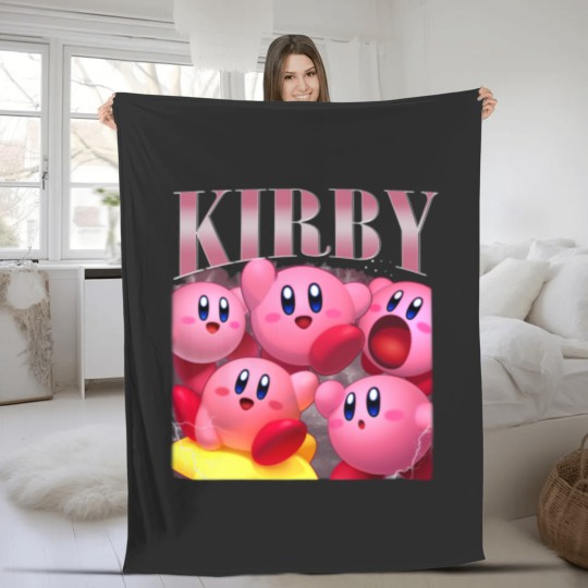 Discover Kirby Fleece Blankets | Vintage Kirby Fleece Blankets | Kirby Homage Fleece Blankets | Kirby Video Game Fleece Blankets | Funny Kirby Cute Fleece Blankets