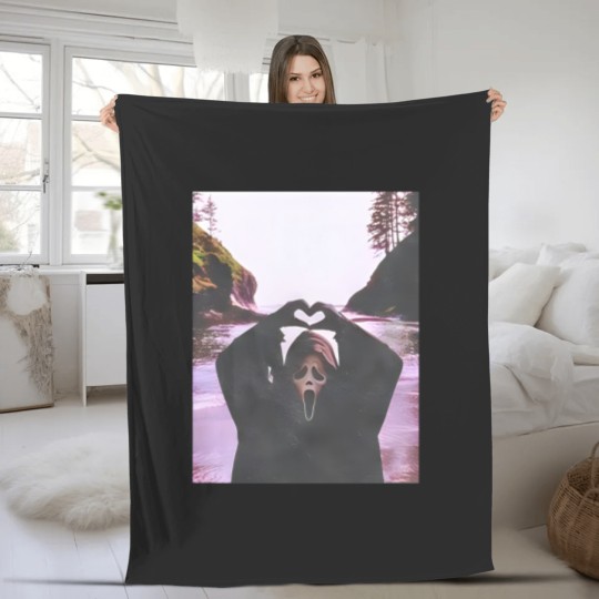 Discover Scream Halloween Heart Hands Comfort Colors Fleece Blankets, Ghostface Scream Halloween Fleece Blankets, Michael Myers Fleece Blankets, Horror Movie Fleece Blankets Gift