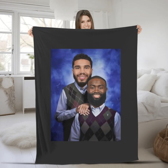 Discover Jayson Tatum and Jaylen Brown "Step Brothers" Portrait Fleece Blankets