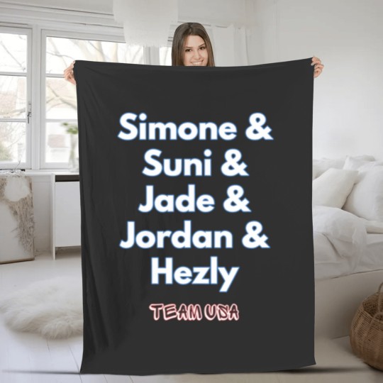 Discover USA Women's Gymnastics Simone Biles, Suni Lee, Jade Carey, Jordan Chiles Fleece Blankets