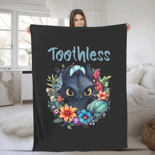 Discover Disneyyy How To Train Your Dragon Toothless Floral Fleece Blankets, Disneyyy Fleece Blankets