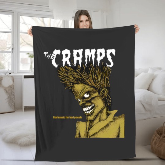 Discover The Cramps Unisex Fleece Blankets: Bad Music For Bad People (Black)