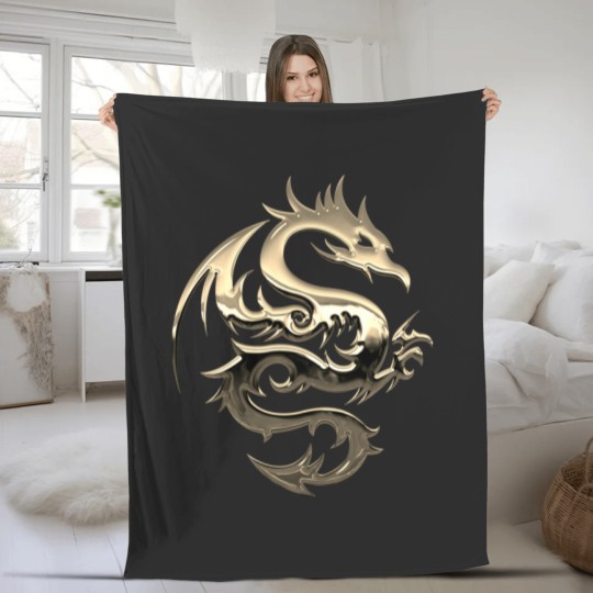 Discover Gold Metallic Dragon Fleece Blankets