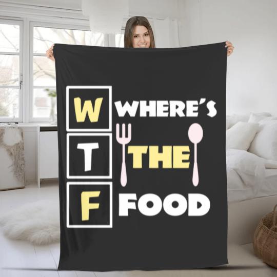Discover Where's the food funny food pun quote meme Fleece Blankets