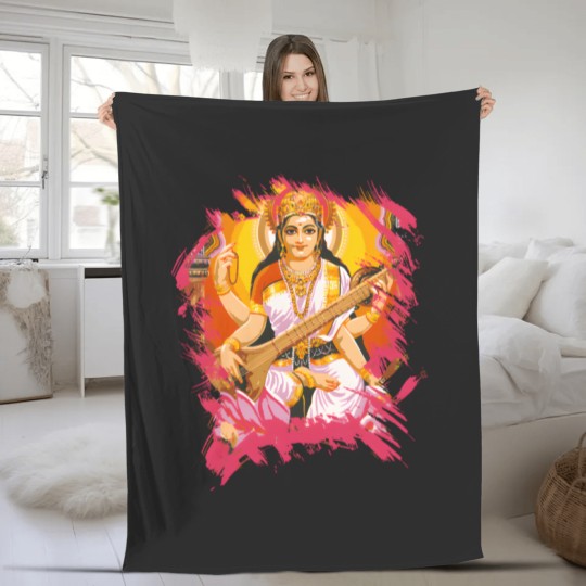 Discover Saraswati Hindu Goddess Fleece Blankets