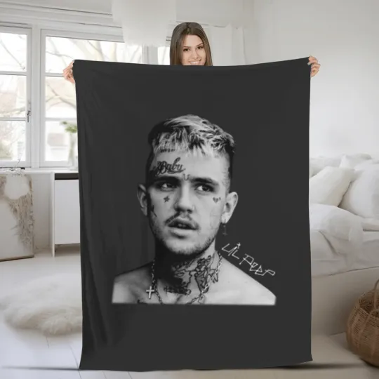 Discover Lil Peep Fleece Blankets, Hip Hop Fleece Blankets, Rappers Fleece Blankets, Cry Baby Fleece Blankets, Lil Peep Merch