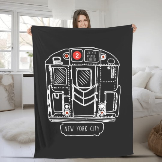 Discover New York City Subway Queens 2 Express Train Fleece Blankets