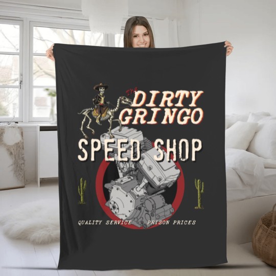 Discover TheGringo Speed Shop Rat Rod y Twin Cam Motorcycle Fleece Blankets