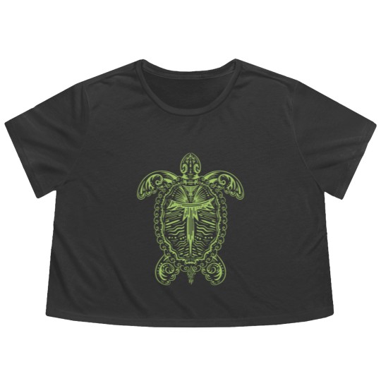 Discover Turtle & Turtles Tortoise Art Gift & Present Flowy Cropped Tees
