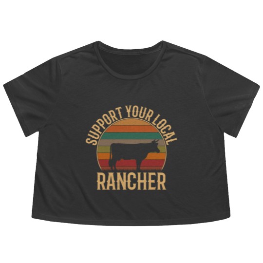 Discover support your local rancher, cattle rancher Flowy Cropped Tees