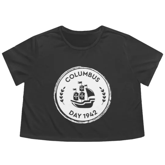 Discover Columbus Day USA America Holiday Christopher Ship Flowy Cropped Tees