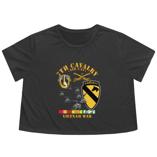 Discover 7th Cavalry (Air Cav) - 1st Cav Division w SVC - Air Assault - Flowy Cropped Tees