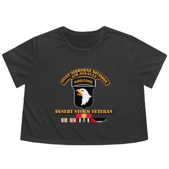 Discover Army 101st Airborne Division Desert Storm Veteran Flowy Cropped Tees