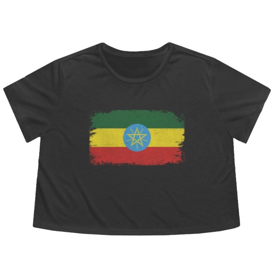 Discover Distressed Ethiopia Flag Design Flowy Cropped Tees