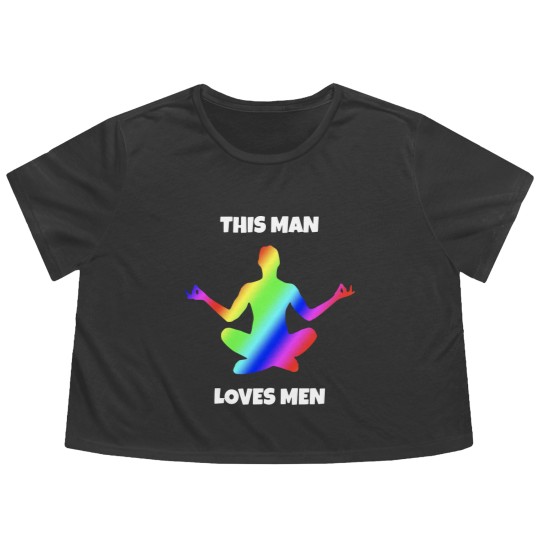 Discover This Man loves Men rainbow colors gay men Flowy Cropped Tees