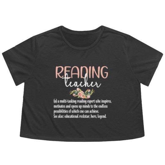 Discover Reading Teacher Definition Book Reading Specialist Flowy Cropped Tees