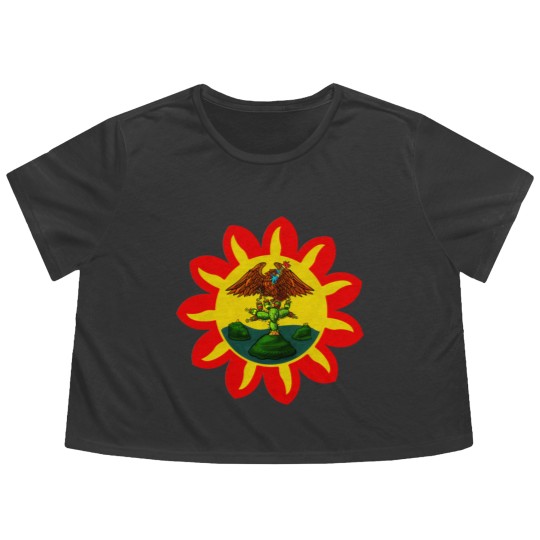 Discover Mexica Flag Flowy Cropped Tees