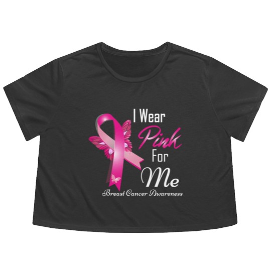 Discover wear pink for me breast cancer Flowy Cropped Tees