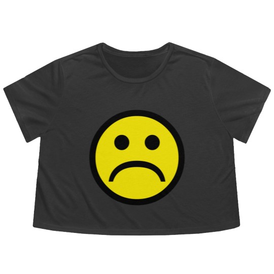 Discover Sad Face Flowy Cropped Tees
