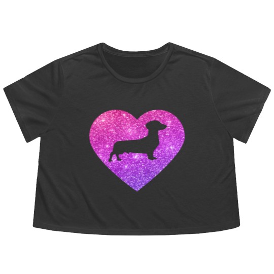 Discover Cute Dachshund Wiener Dog Heart Gift For Girls And Flowy Cropped Tees
