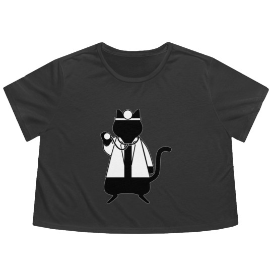 Discover Funny Doctor Cat Vet Physician Trainee Animal Flowy Cropped Tees