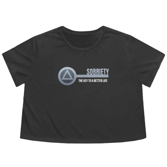 Discover Sobriety Key - Sobriety - Flowy Cropped Tees
