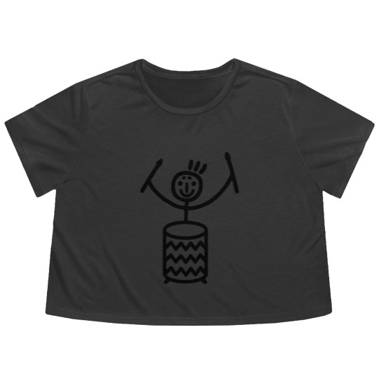 Discover Stick figure with Samba drum Flowy Cropped Tees