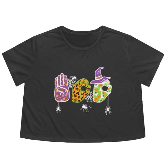 Discover Boo American Sign Language Pride ASL Halloween Flowy Cropped Tees