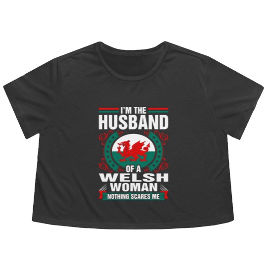Discover Im The Husband Of A Welsh Woman Flowy Cropped Tees