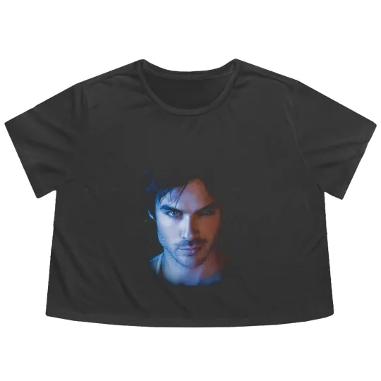 Discover The Vampire Diaries Damon birthday chirstmas Flowy Cropped Tees