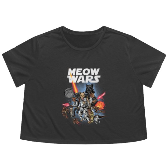 Discover Cat Meow Wars Cat Wars Cat Flowy Cropped Tees