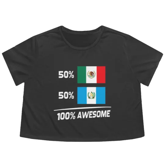 Discover Half Mexican Half Guatemalan Pride Mexico Guatemala Flag Flowy Cropped Tees