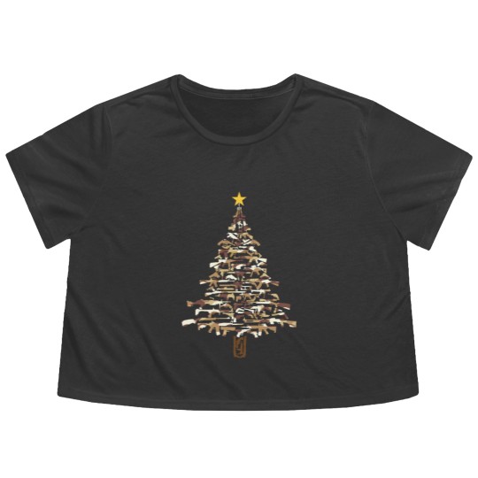 Discover Guns Christmas Tree -Camo Print Xmas  Flowy Cropped Tees